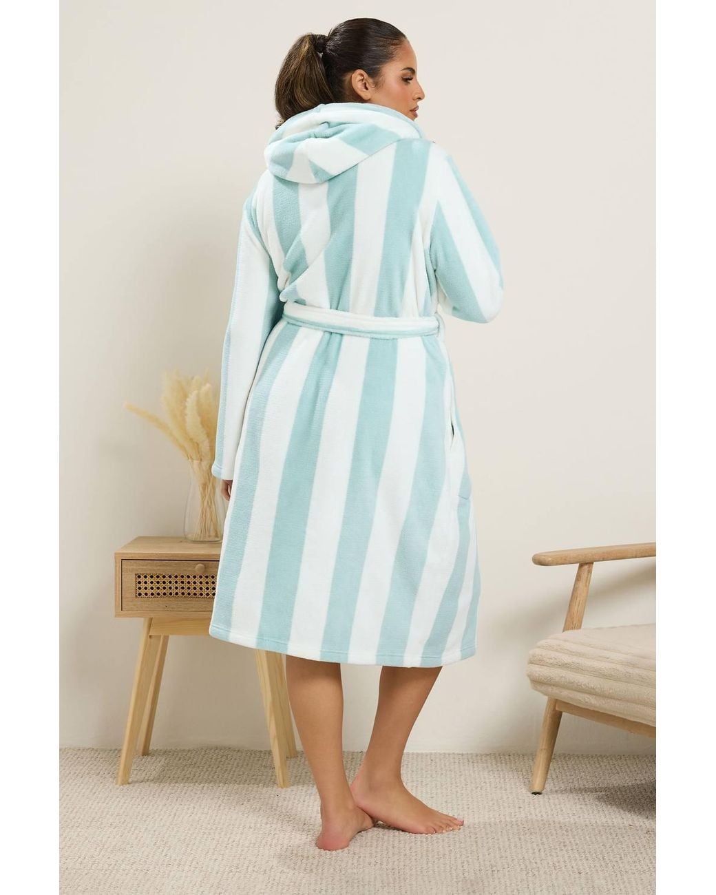 Yours Blue Striped Dressing Gown