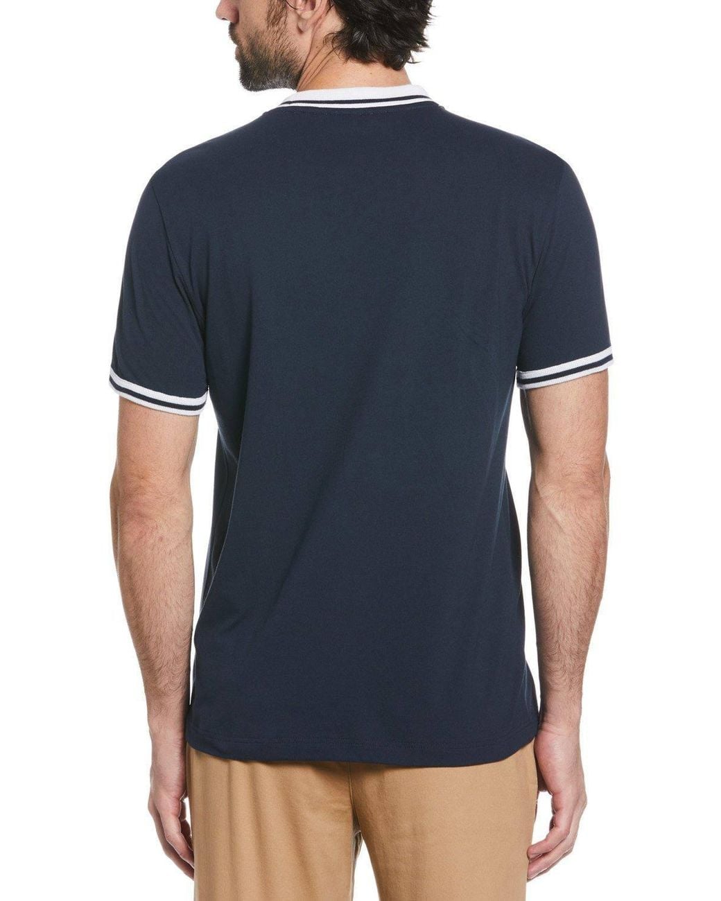 Original Penguin Blue Ribbed Collar T-Shirt for men
