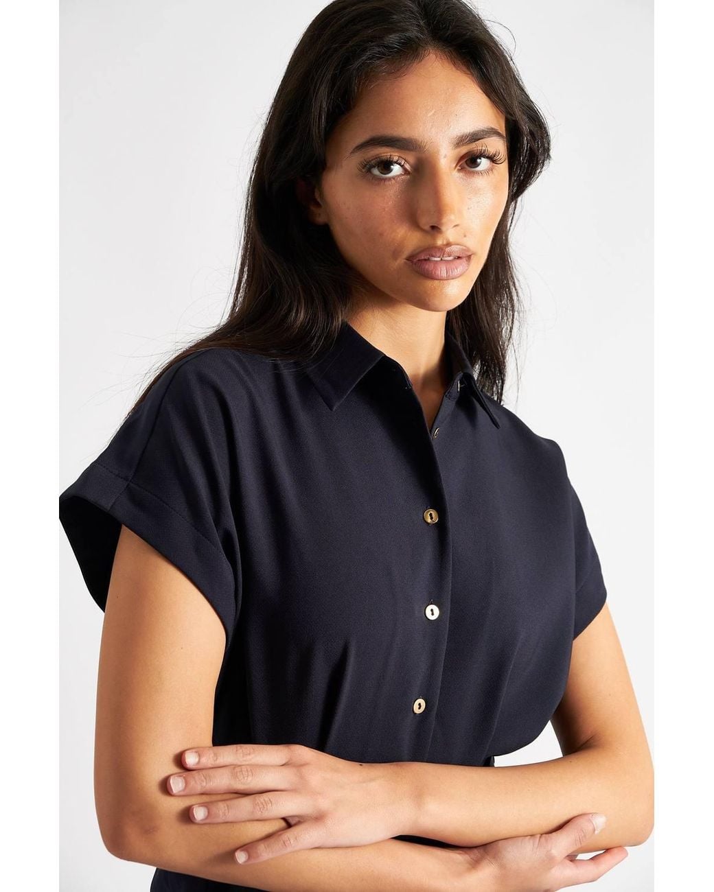 Louche Blue Angie Satin Back Crepe Jumpsuit
