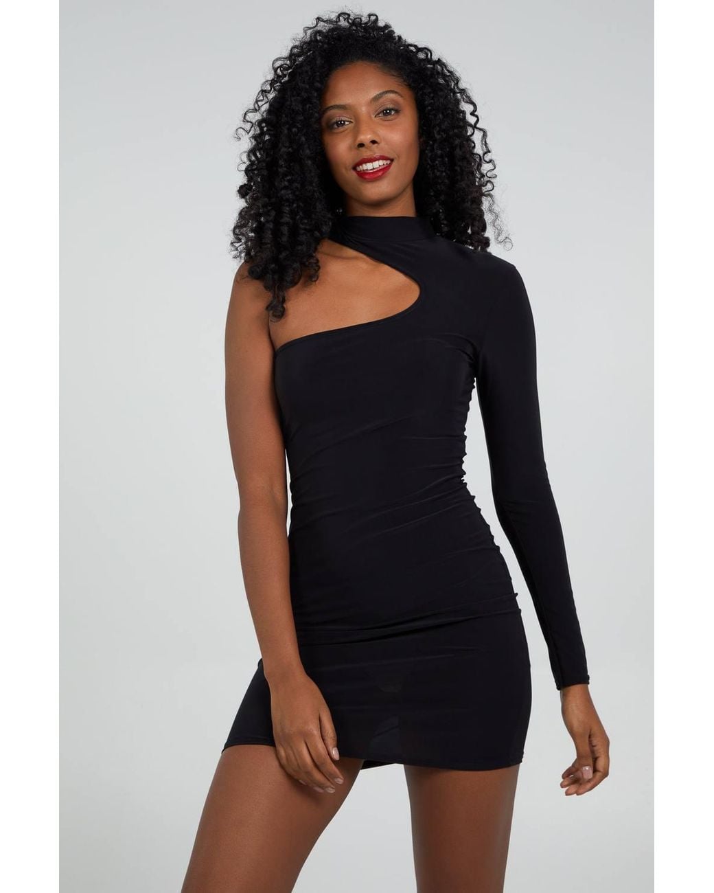 Pink Vanilla Black Cut Out Shoulder Mini Dress