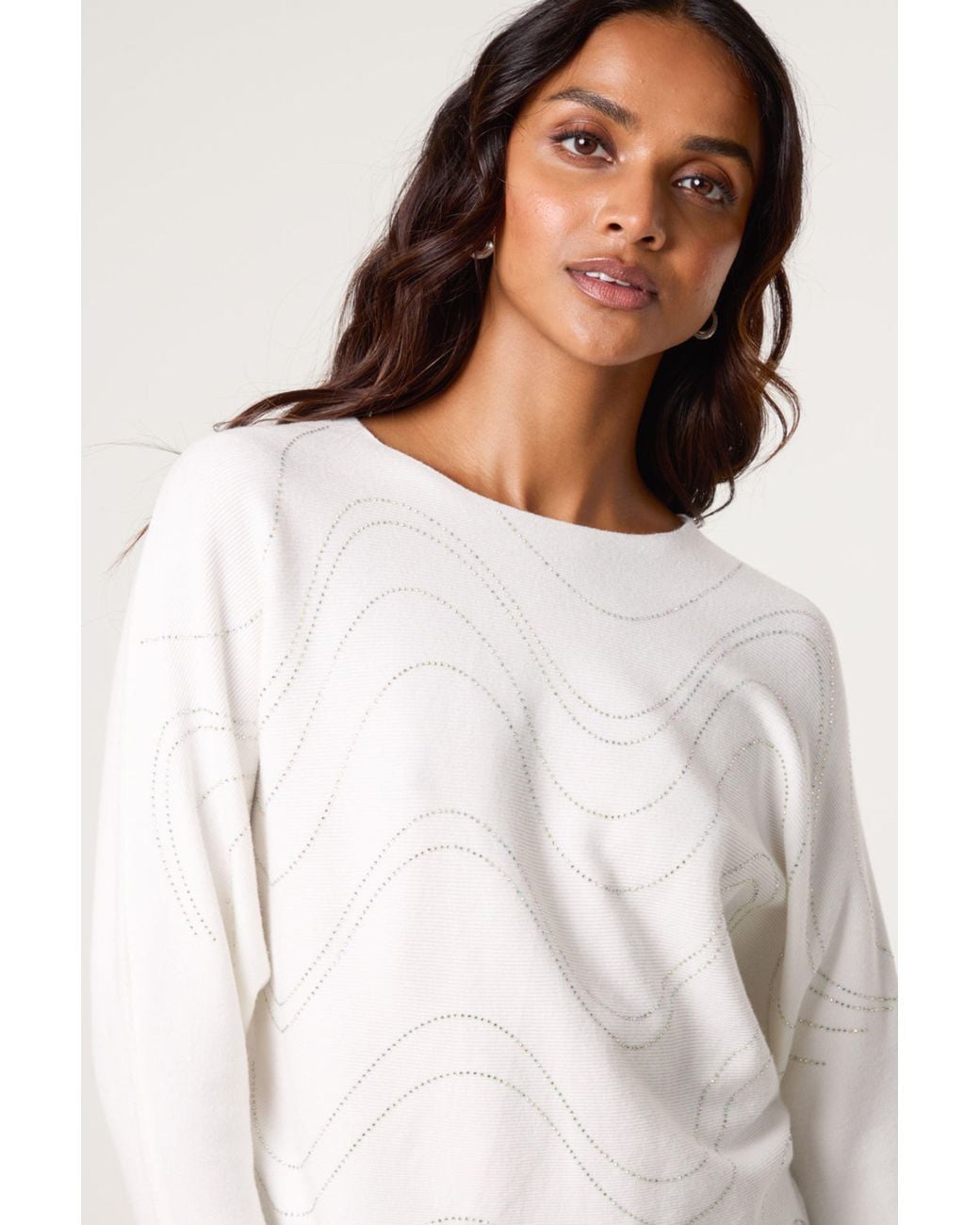 Blue Vanilla White Long Sleeve Round Neck Jumper