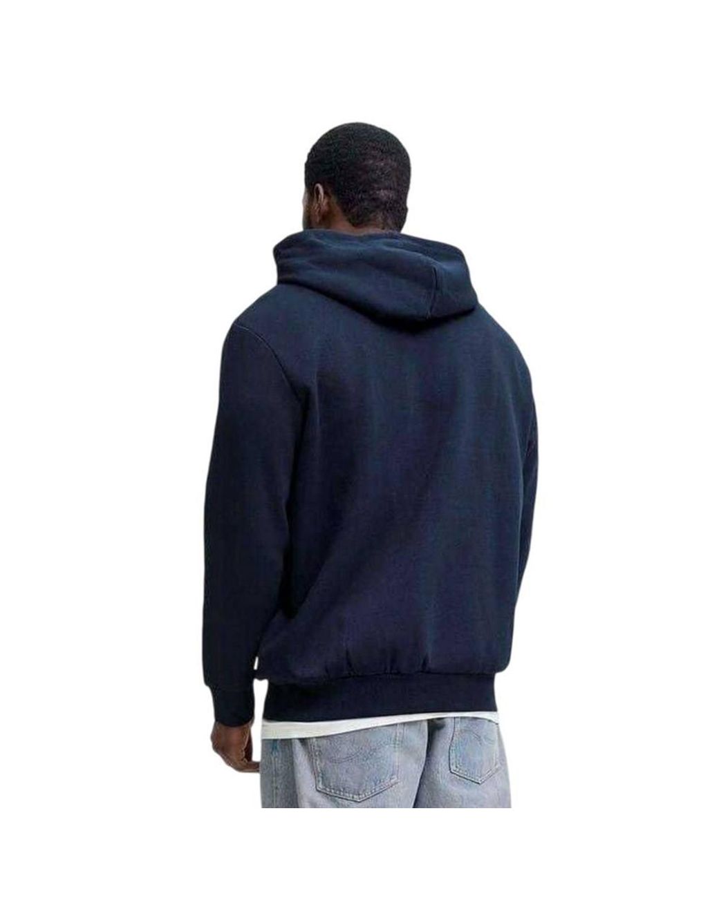 Jack & Jones Blue Lettering Logo Long-Sleeved Hoodie for men