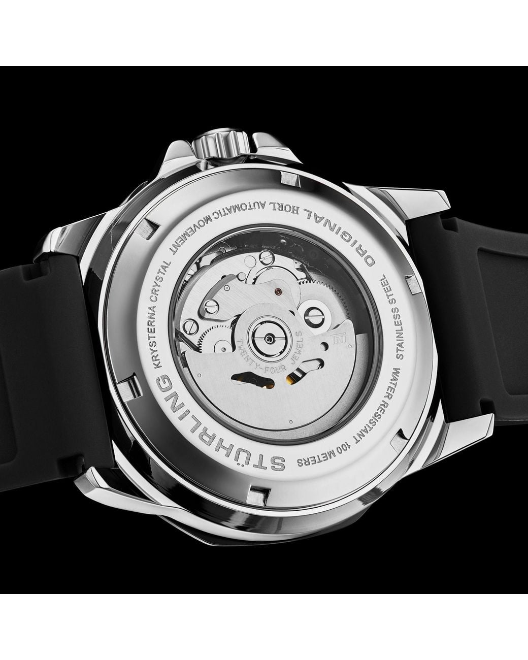 Stuhrling Black Edwardian Automatic 44Mm Skeleton for men