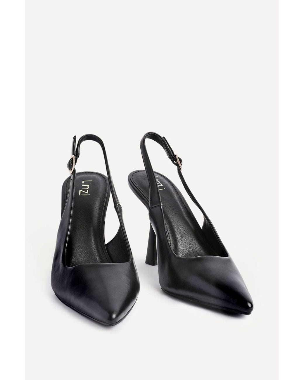 Linzi White Una Faux Leather Sling Back Court Heel