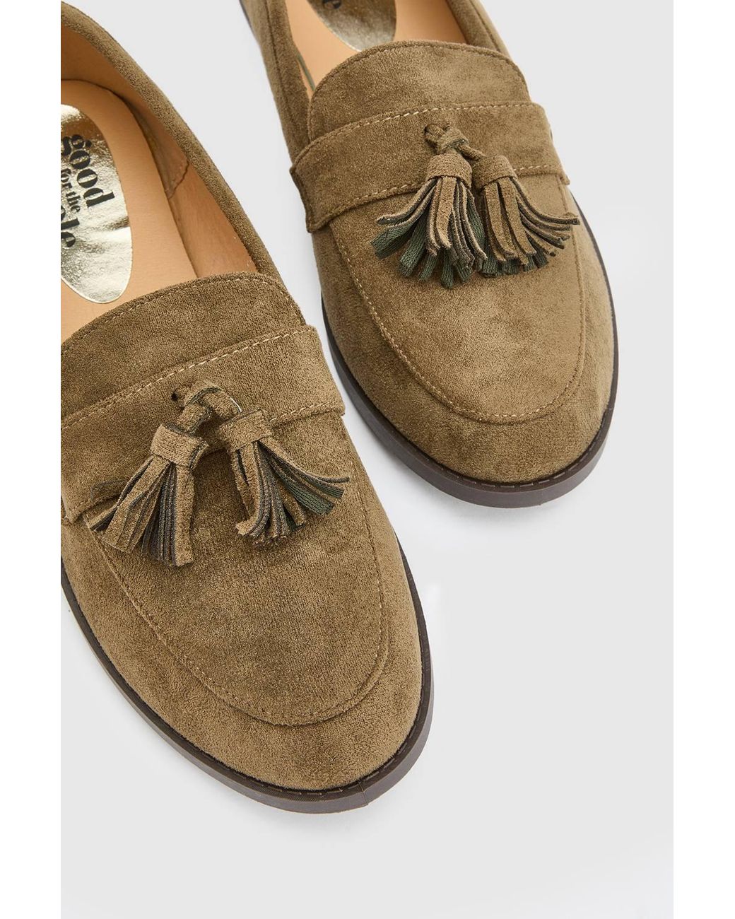 Good for the Sole Blue Lola Faux Suede Flexi Sole Tassel Detail Loafers