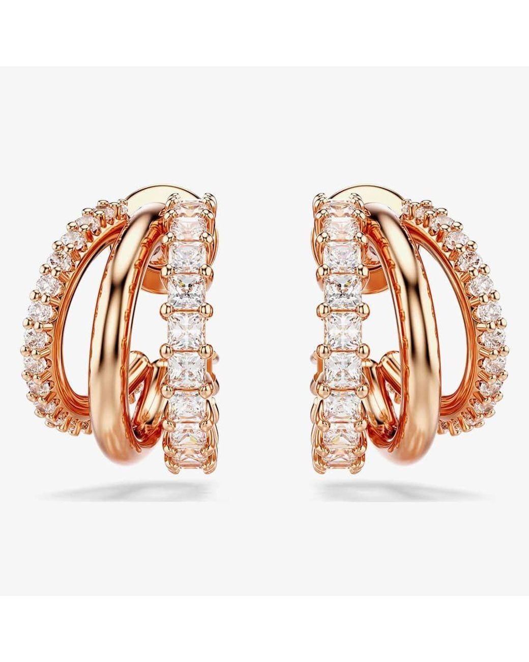 Swarovski Metallic Hyperbola Rose Tone Plated Mini Half Hoop Earrings 5698702