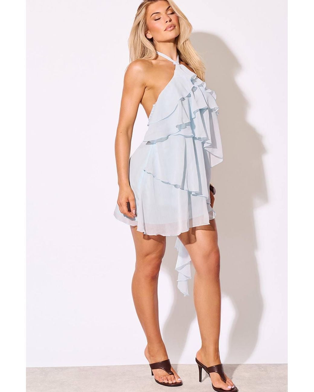 EGO White Knotted Tie Mini Dress
