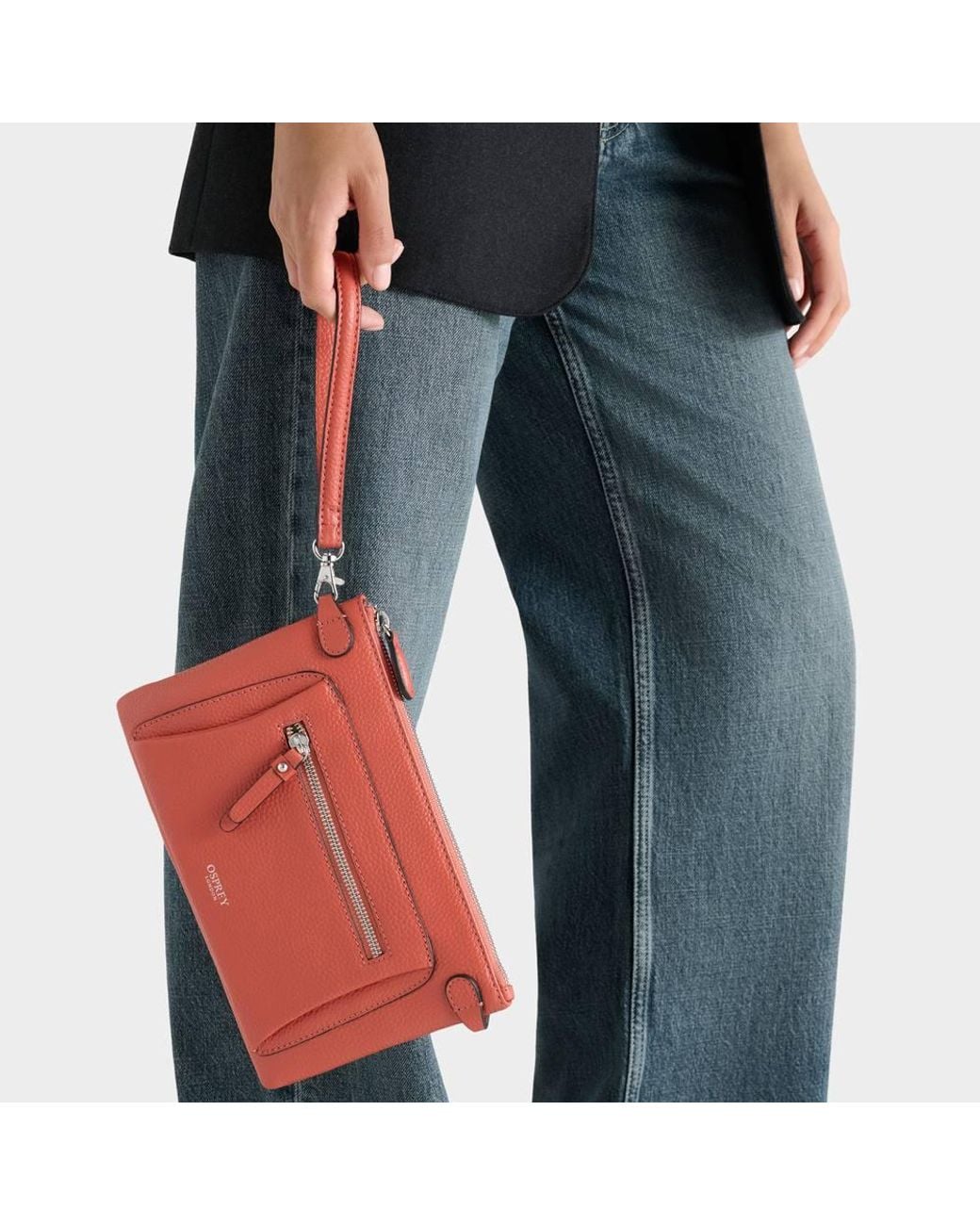 Osprey Blue The Ruby Leather Crossbody Clutch Bag