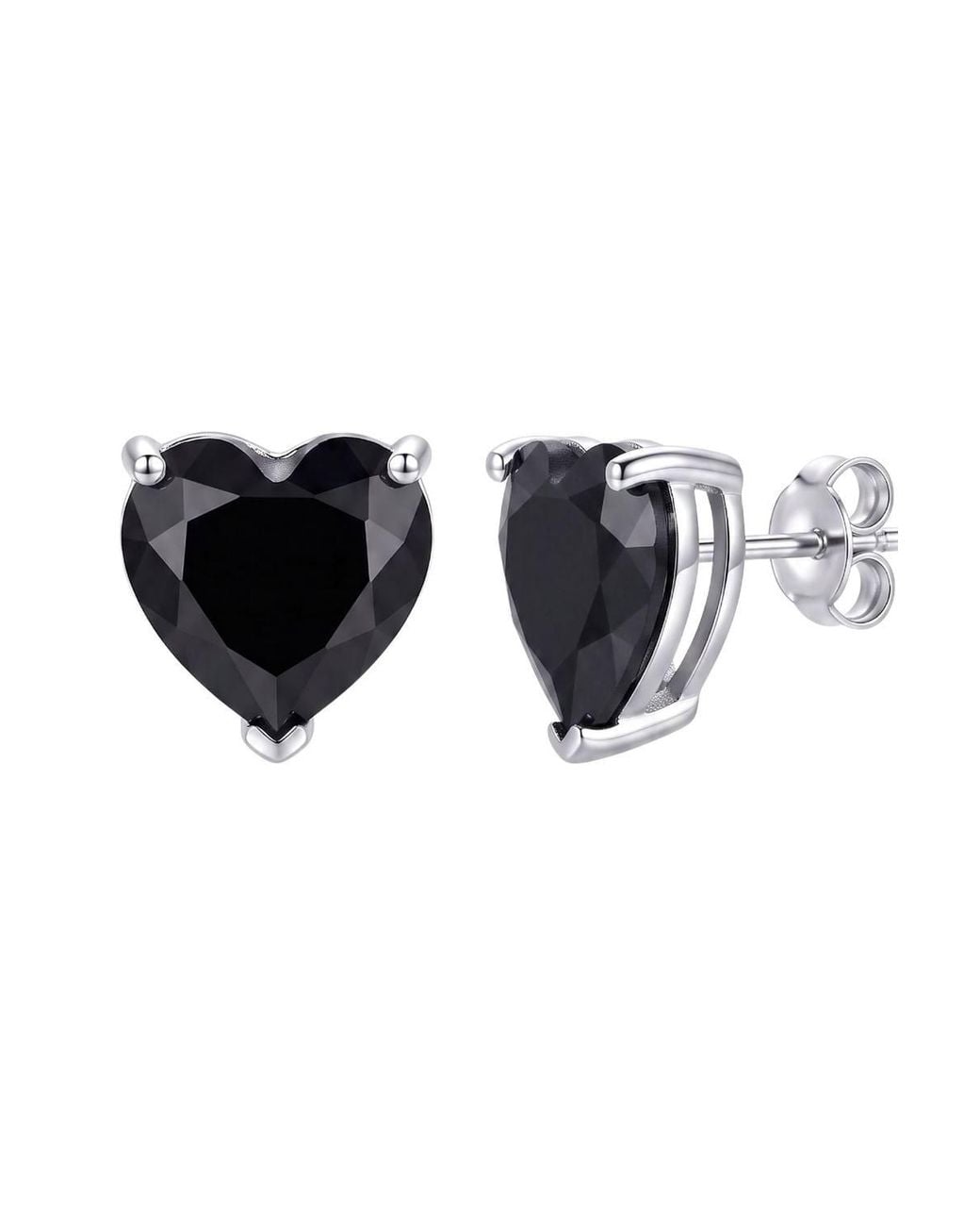 Latelita London Black Amore Heart Spinel Stud Earrings