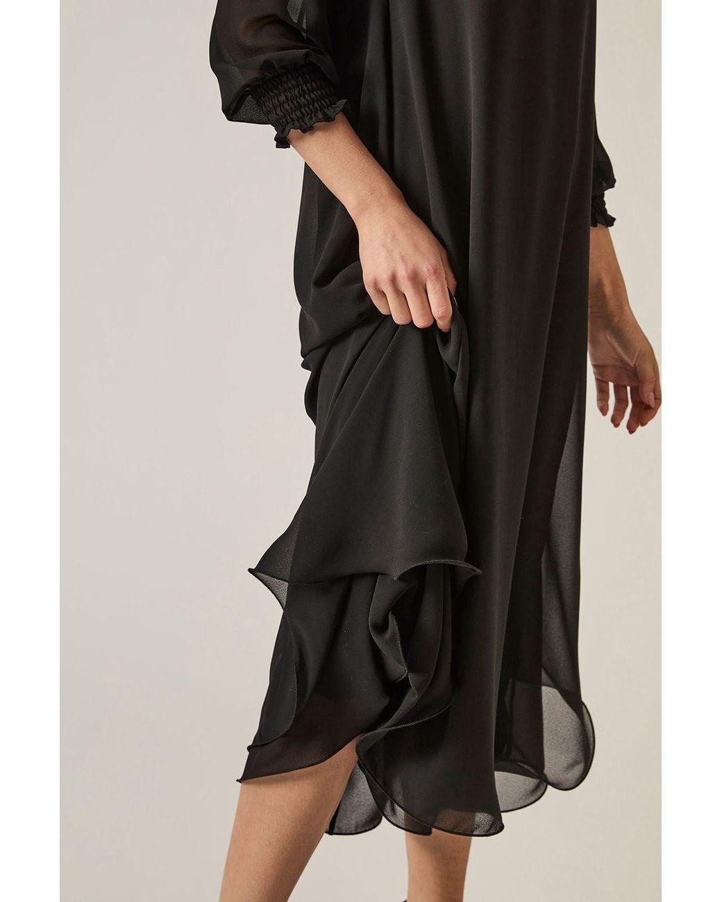 James Lakeland Black Maxi Wave Hem Dress