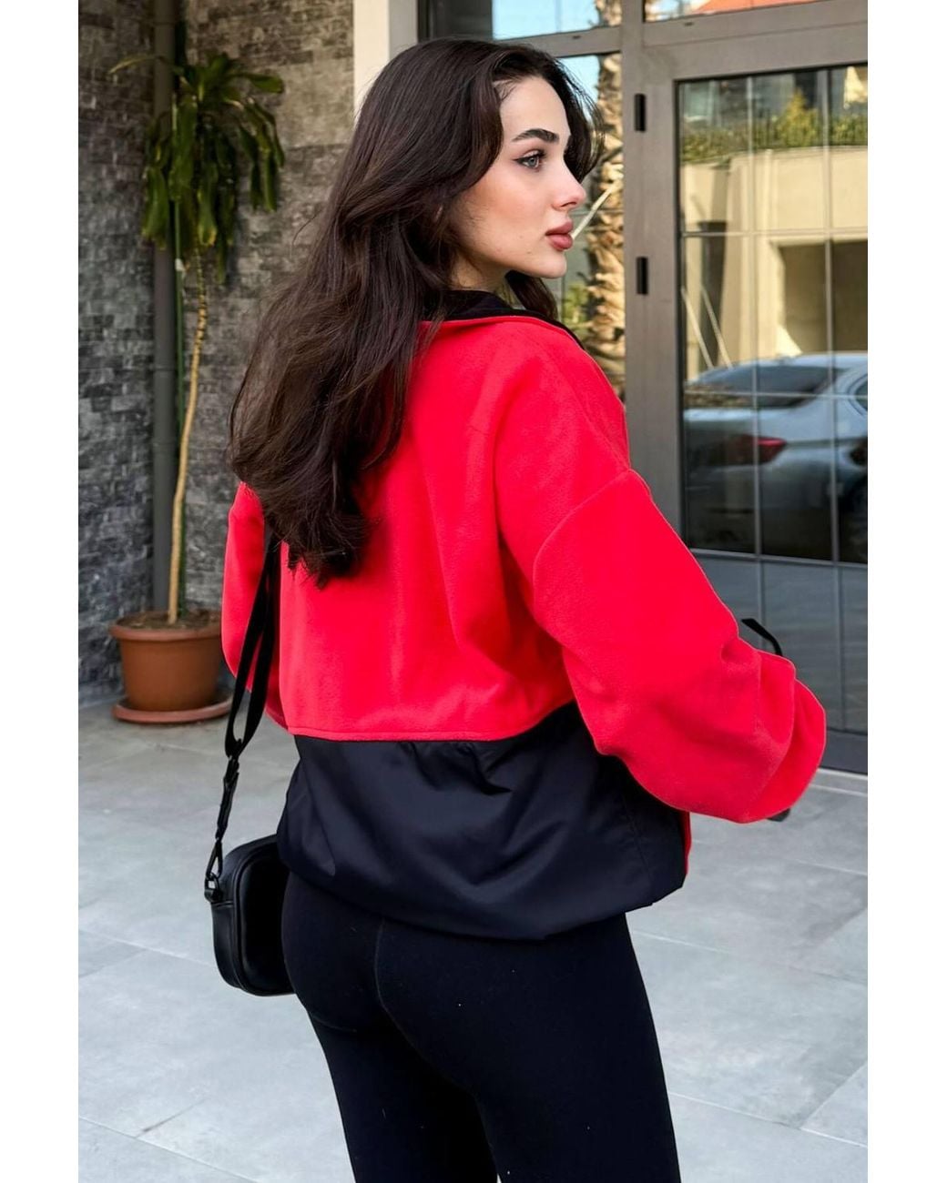 TOMMY LIFE Red Oversized Half-Zip Plush Sweatshirt