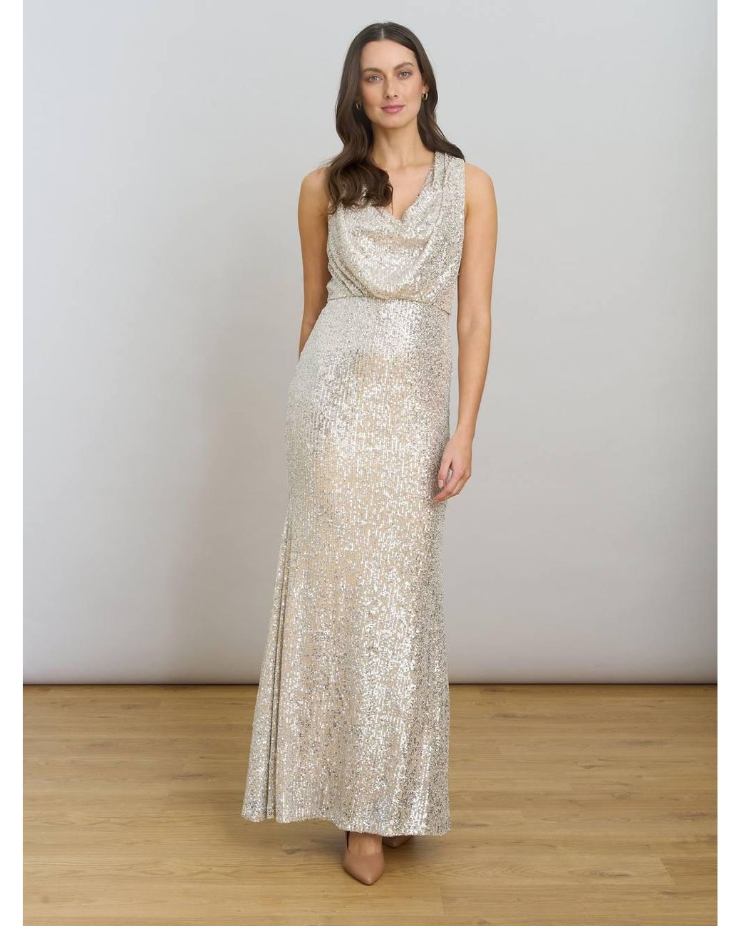 Gina Bacconi Metallic Terri Sequin Maxi Dress