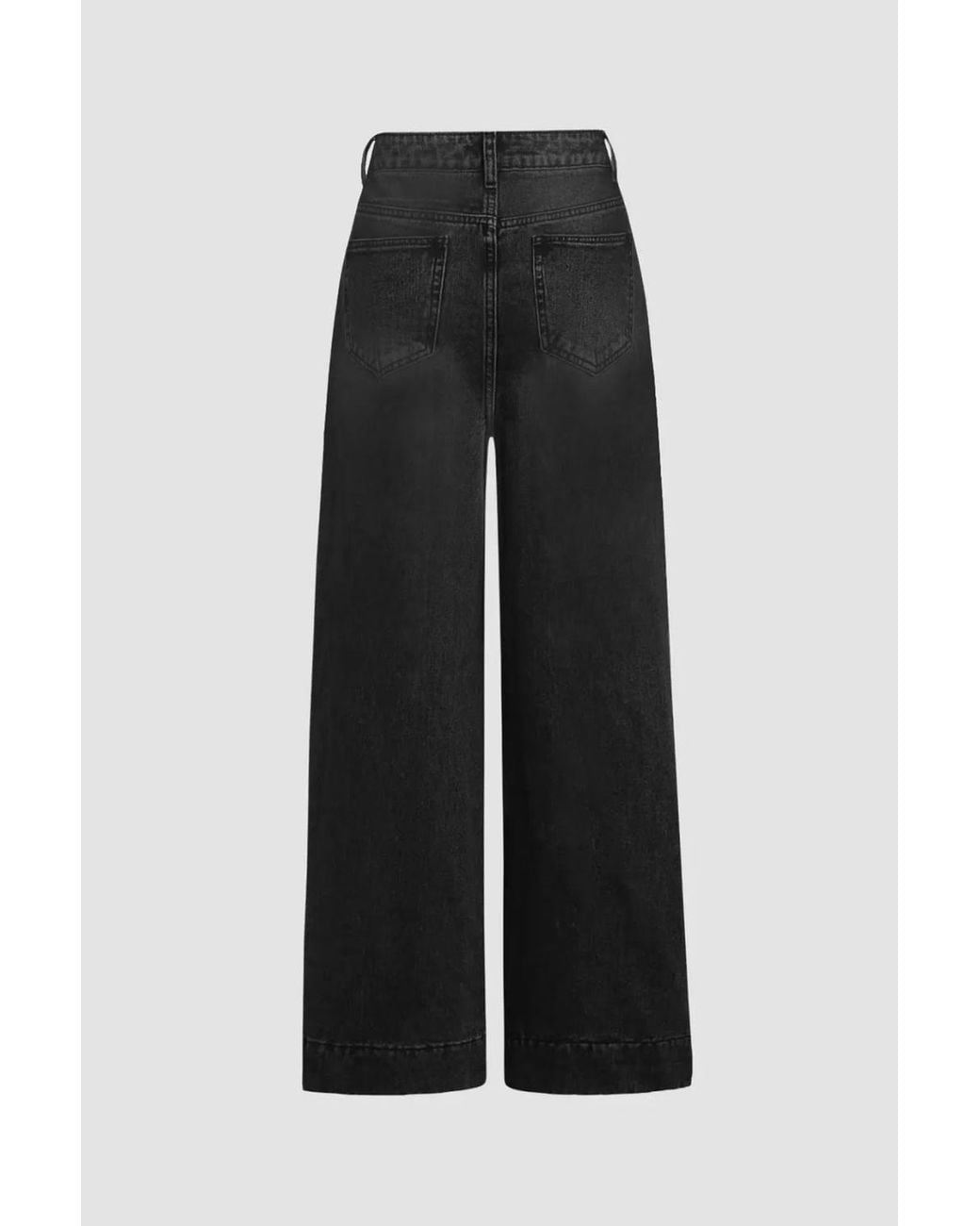 Hiccup Black Washed Effect Wide Leg Denim Jeans