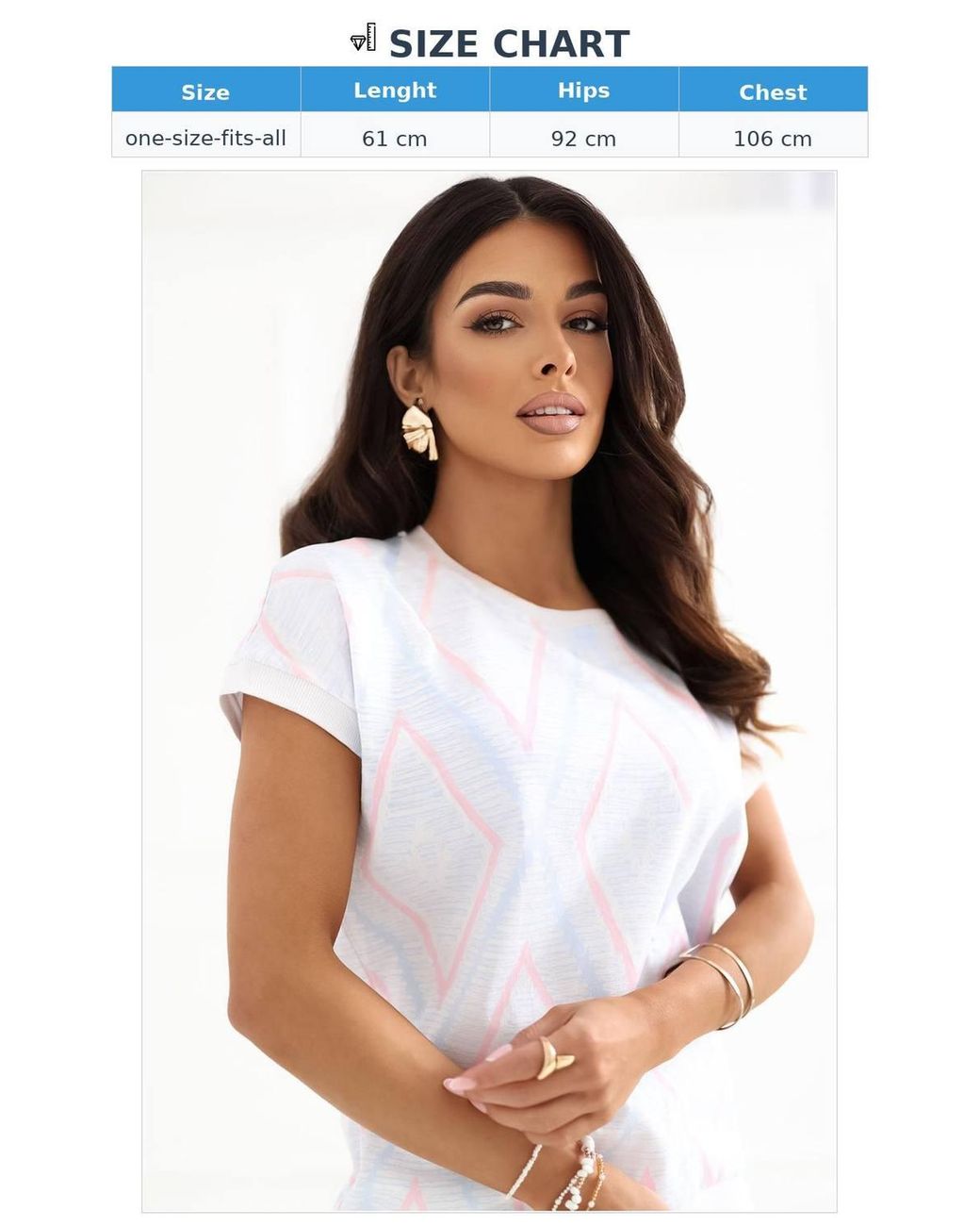 Love Lace White Cotton Elastane Blouse Geometric Print