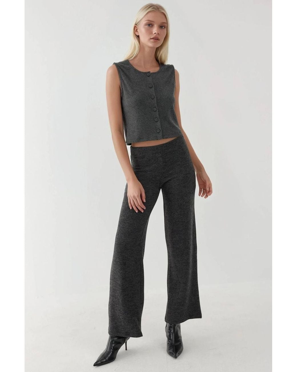 Hiccup Multicolor Textured Crew Neck Sleeveless Waistcoat With Button Detail