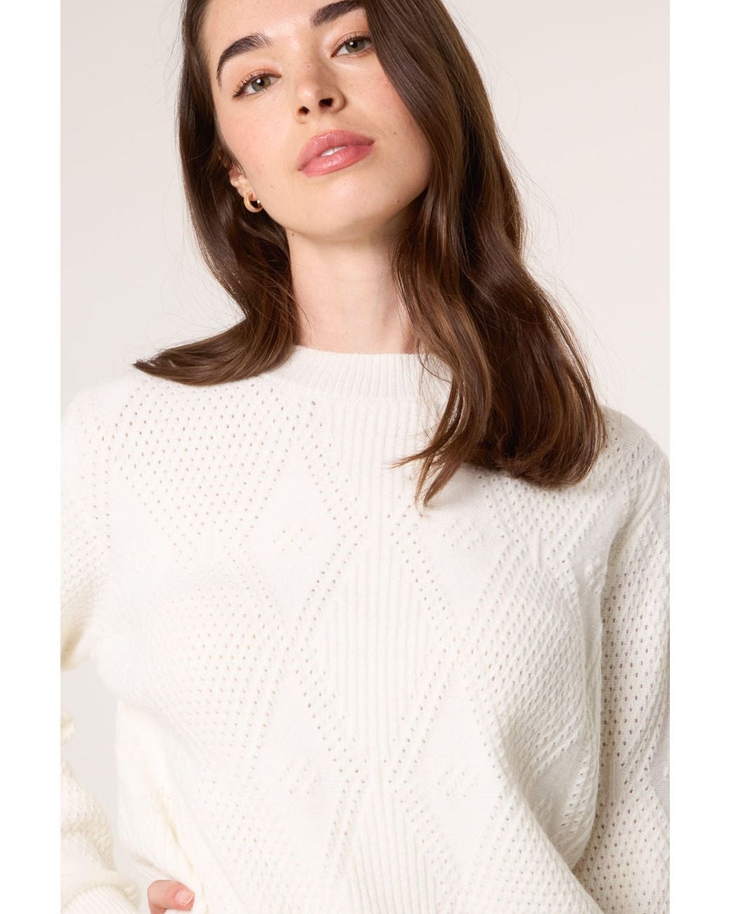 Blue Vanilla White Long Sleeve Round Neck Jumper