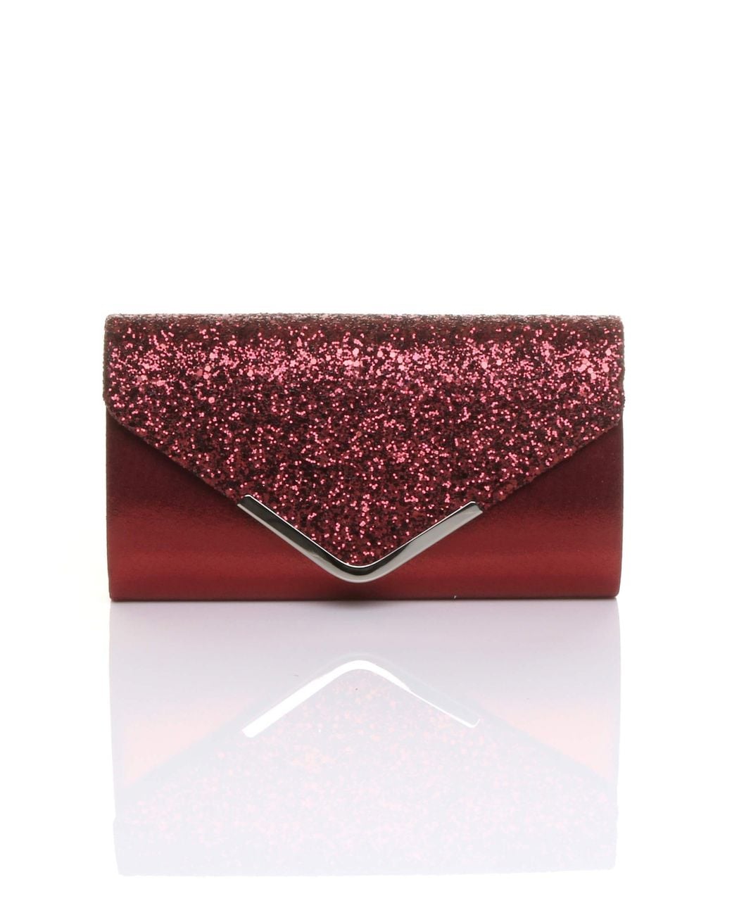 AJVANI Red Glitter Envelope Evening Prom Party Clutch Shoulder Bag