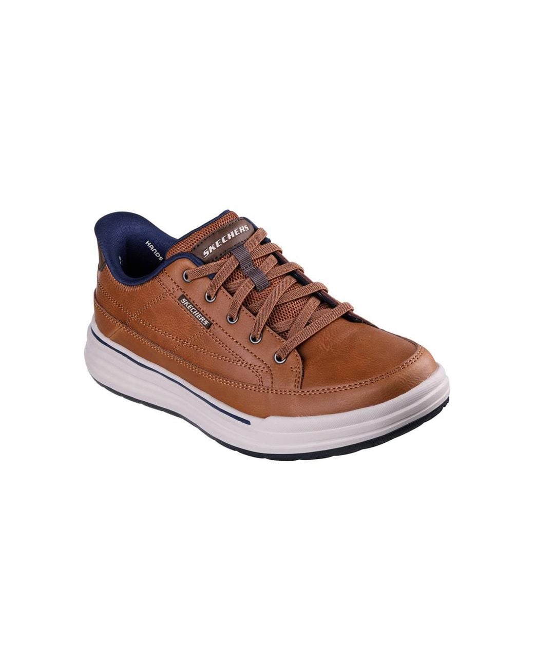 Skechers Brown Sterling Hansel Leather Bungee Lace Slip-Ins Sneaker for men