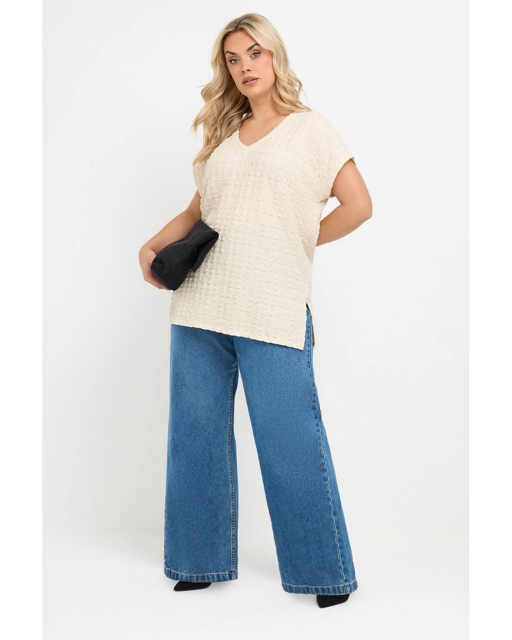 Yours White Bubble Textured T-Shirt