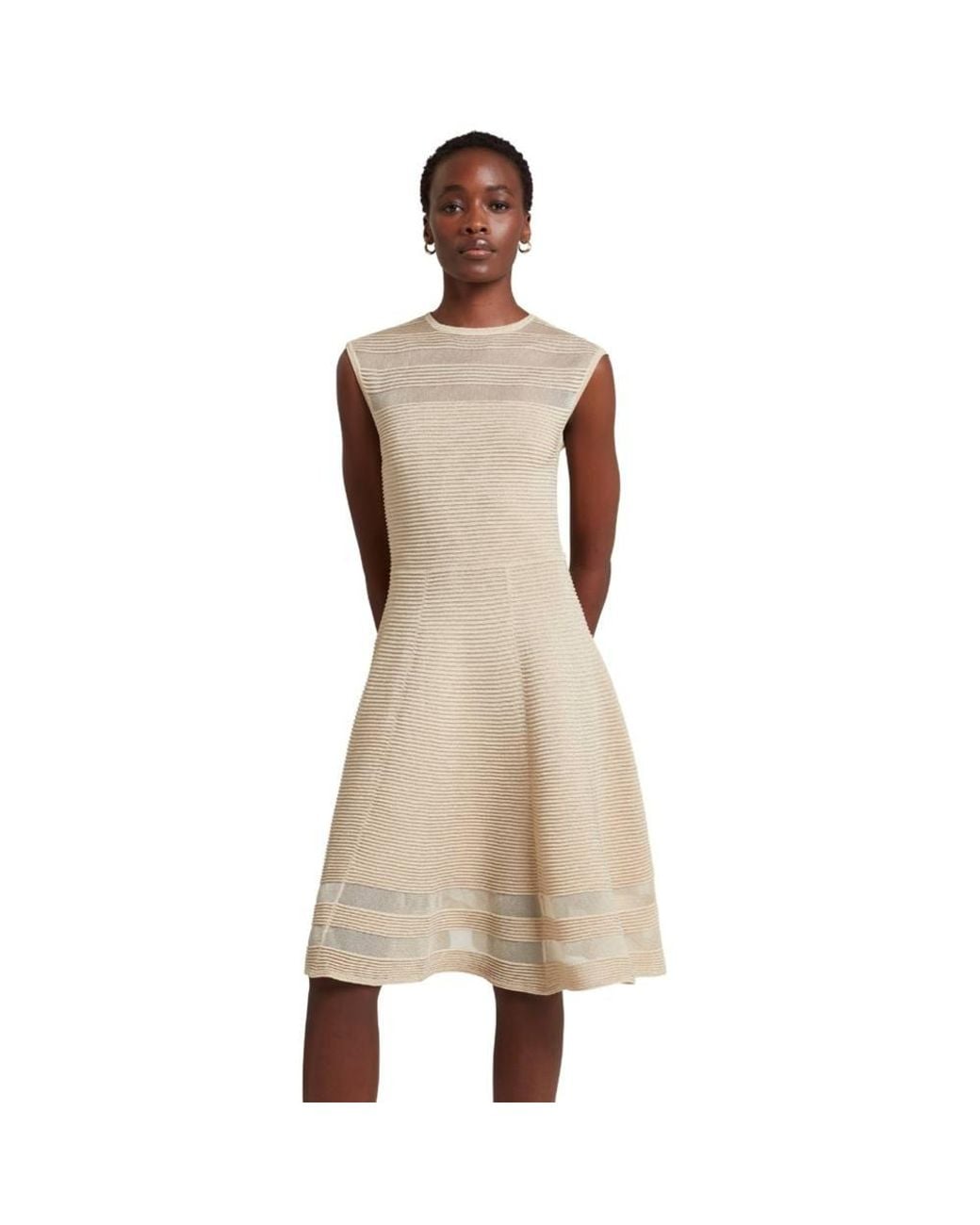 Ted Baker Natural Saalli Sleeveless Round Neck Regular Fit Midi Dress