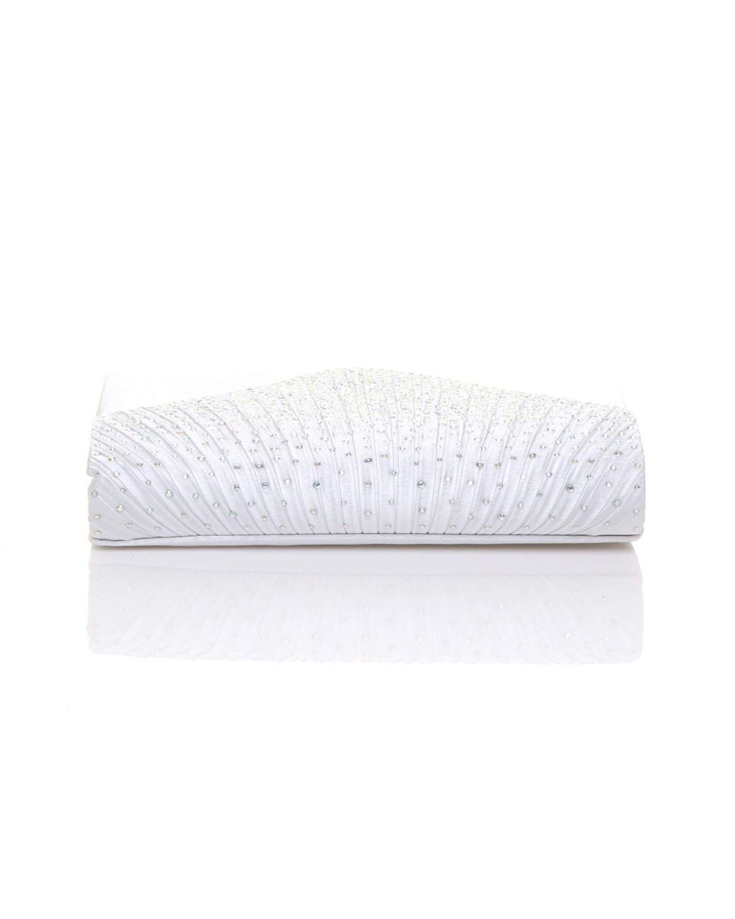 AJVANI White Diamante Envelope Clutch Bag