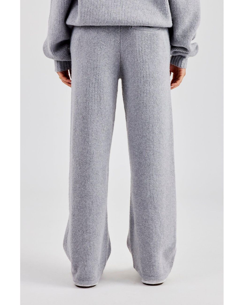 CERNUCCI Gray Knit Wide Leg Embroidered Jogger