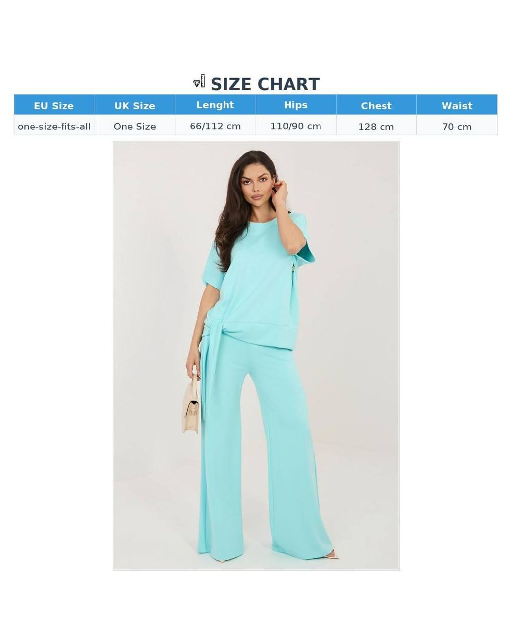 Love Lace Blue Everyday Viscose Short Sleeve Wide Leg Trousers