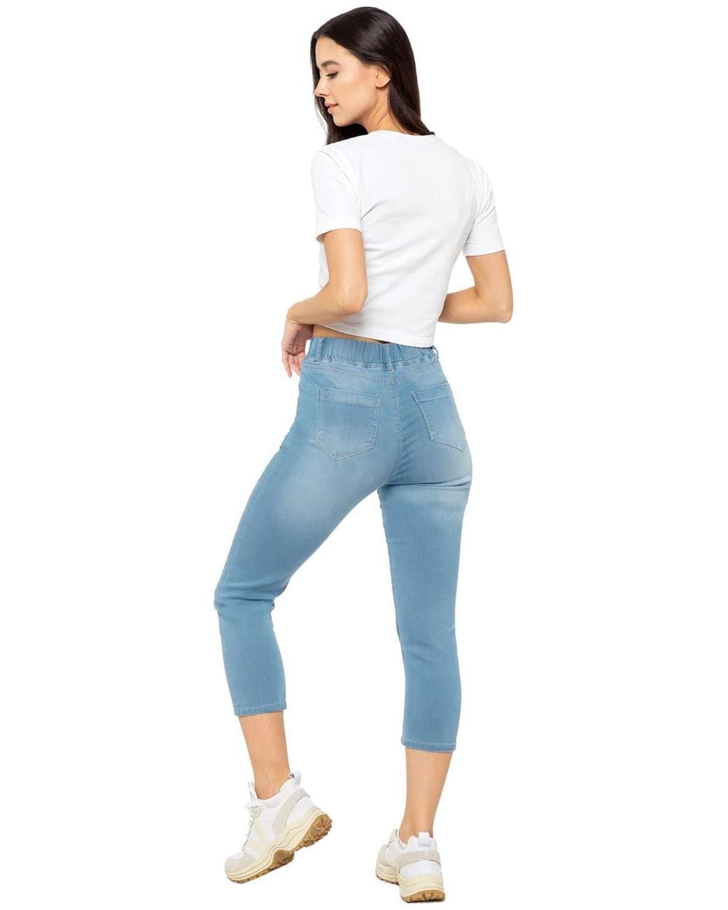 Enzo Blue Skinny Fit Cropped Jeans
