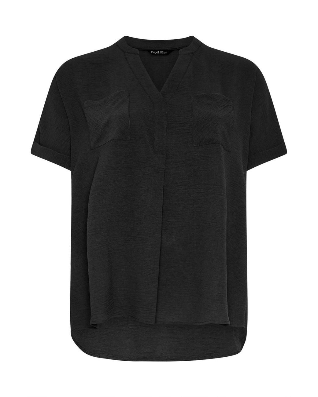 Evans Black Short Sleeve Utility Blouse