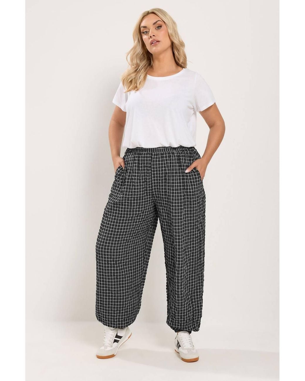 Yours Black Check Balloon Trousers