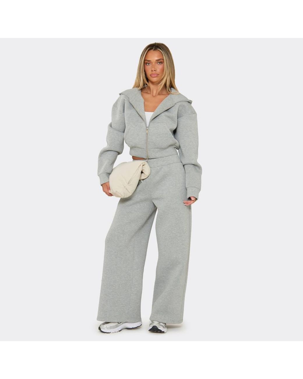 EGO Gray Wide Leg Mid Rise Joggers