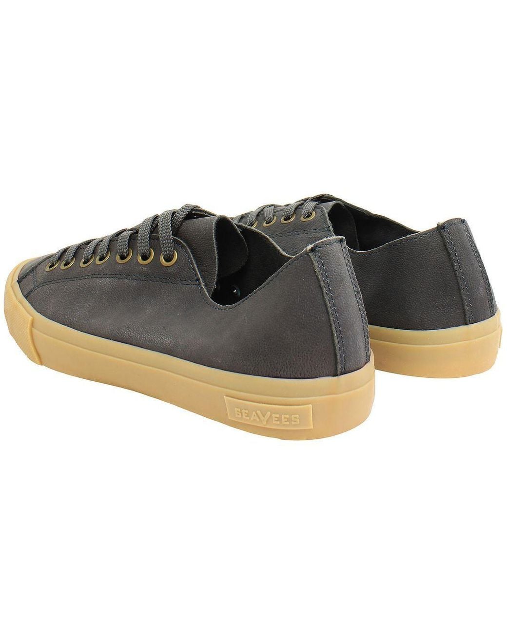 Seavees Black Army Issue Low Lace-Up Smooth Leather Shoes for men