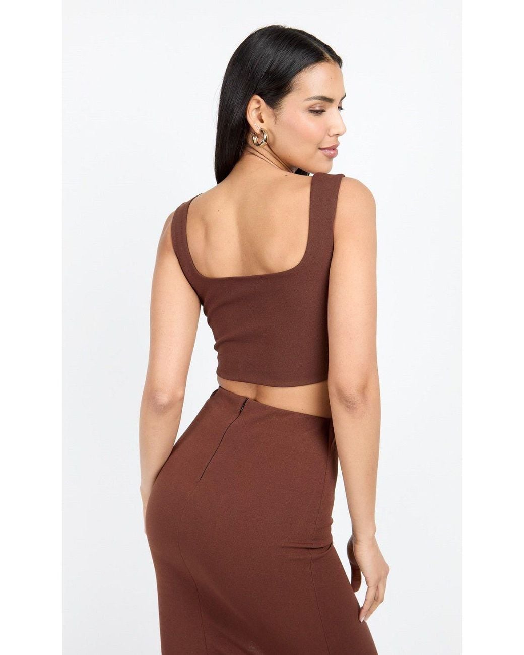 Little Mistress Brown Chocolate Button Front Bralette Top