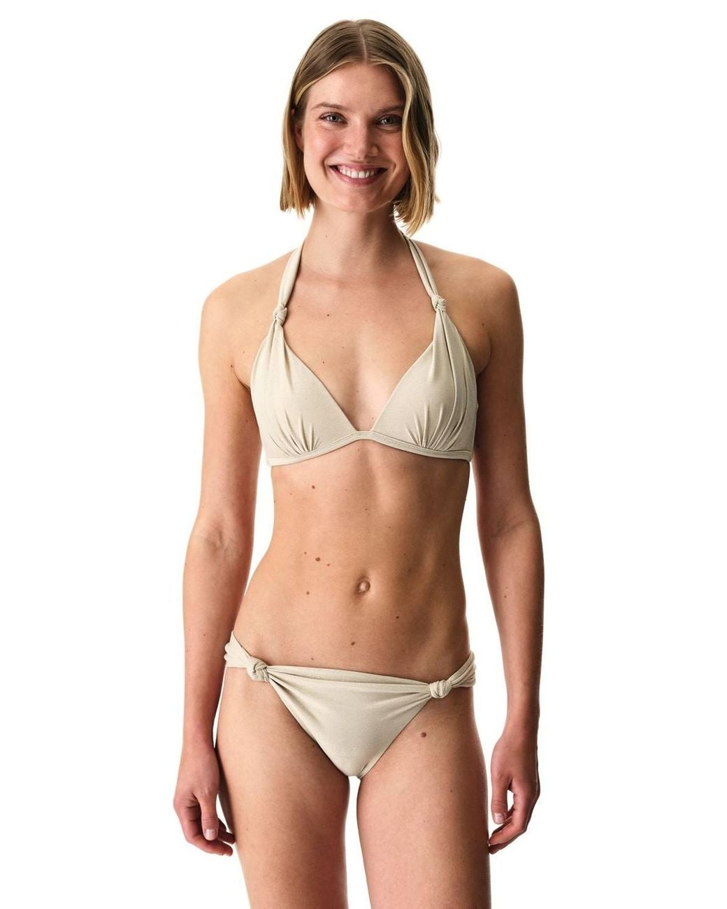 Penti Natural Devon Ruched Shimmery Bikini Top