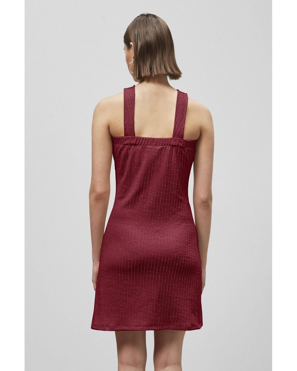 Enorsia Red Cross Front Halter Neck Dress