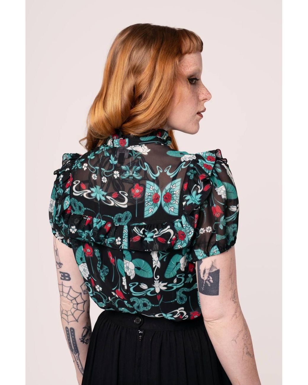 Hell Bunny Black Danica Semi Fitted Blouse