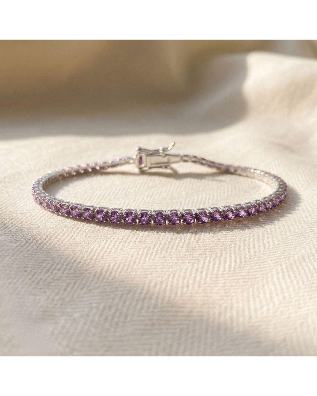 Harfi Purple Alexandrite Gemstone Sterling Tennis Bracelet