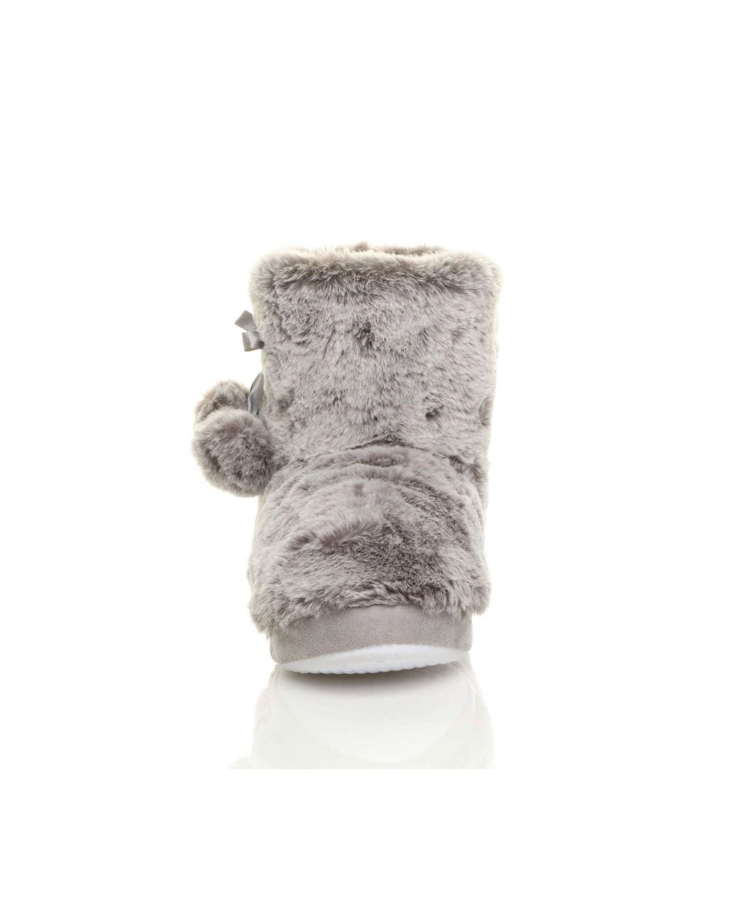 AJVANI Gray Faux Fur Lined Slip On Memory Foam Mules Slippers