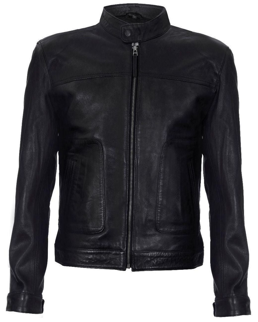 Infinity Leather Black Classic Fitted Leather Biker Jacket-Austin for men