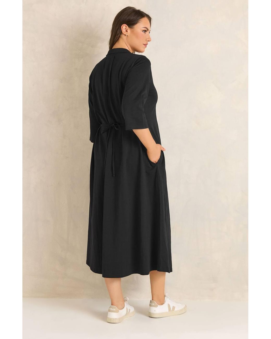 Evans Black Henley Cotton Dress