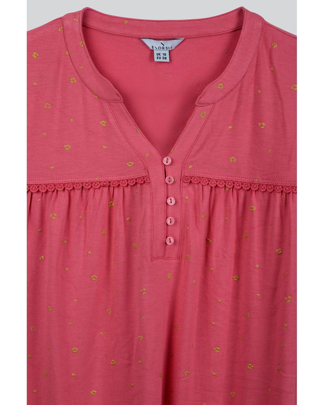 Enorsia Pink Golden Printed Cap Sleeve Jersey Tops