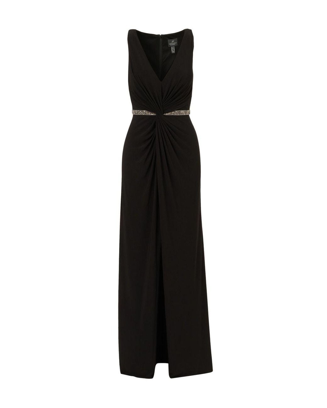 Adrianna Papell Black Draped Jersey Gown