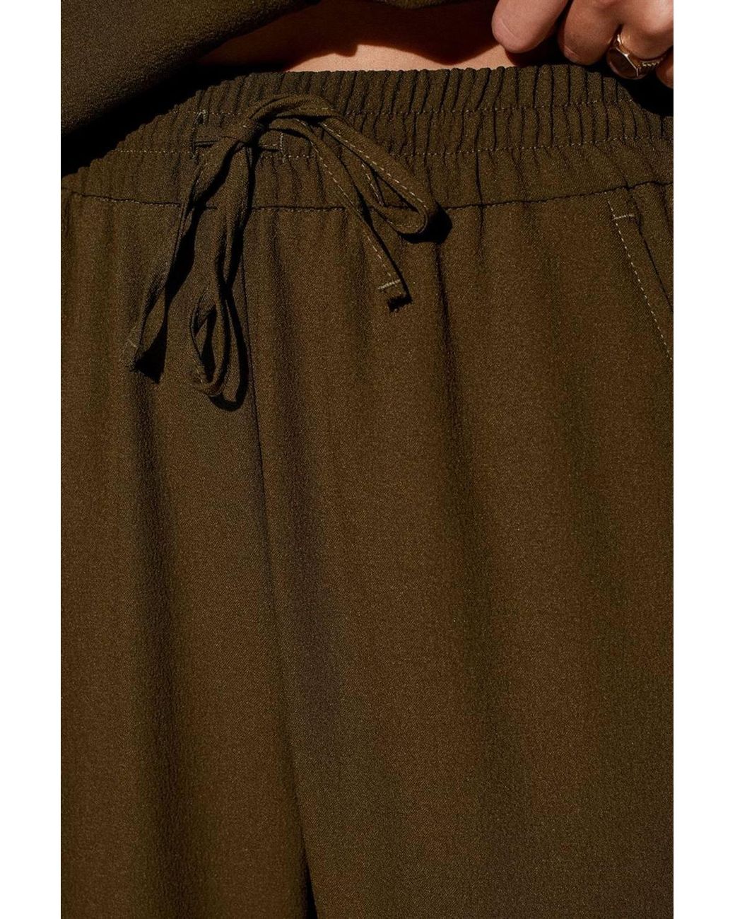 Dilvin Brown Wide-Leg Crepe Trousers