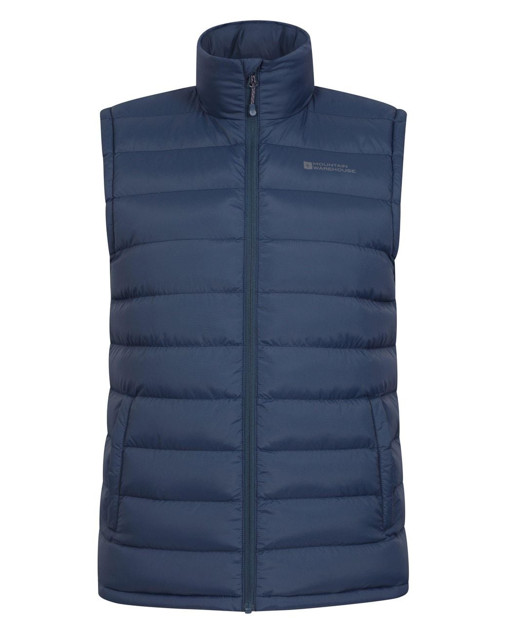 Mountain Warehouse Blue 'Seasons' Lightweight Water Resistant Padded Full Zip Puffer Gilet for men