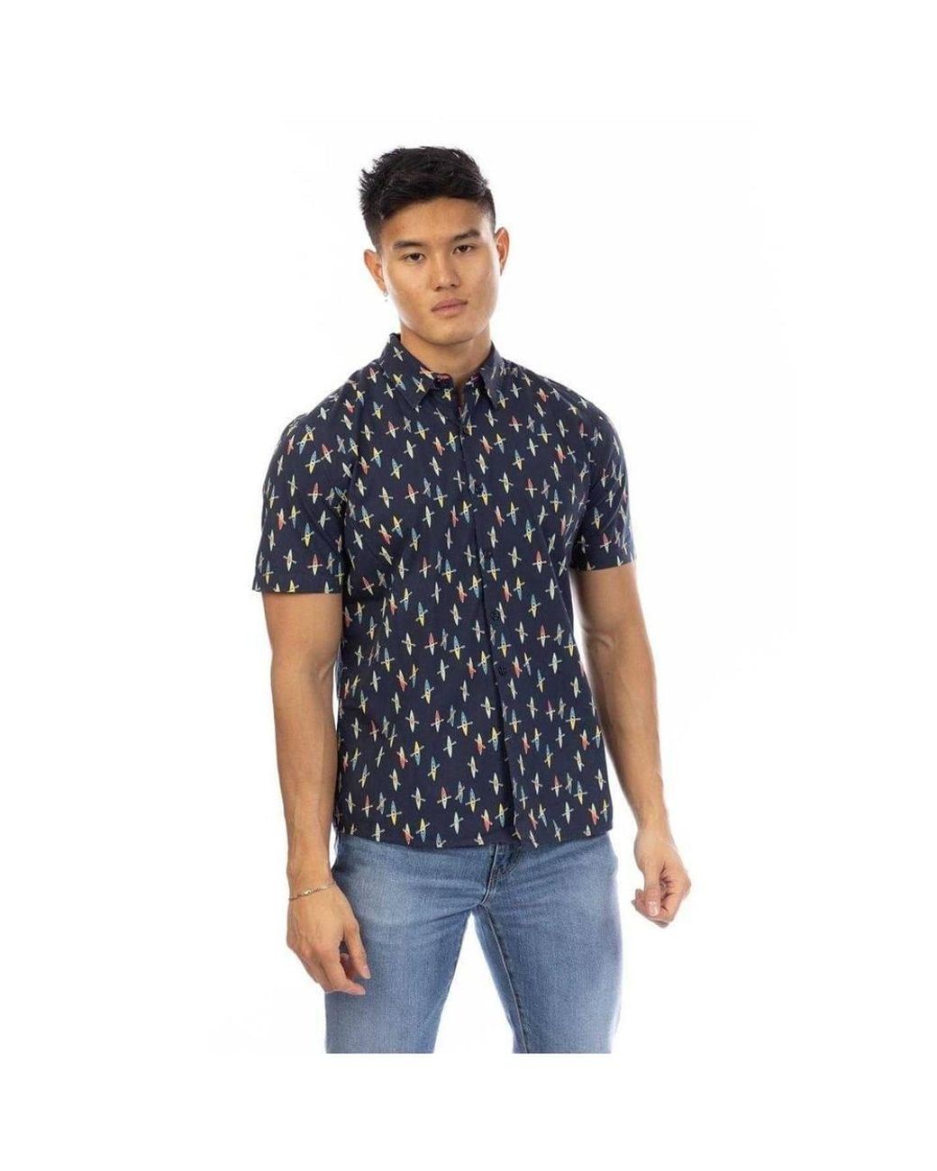 Peter Werth Blue Inman Button Detail Shirt for men