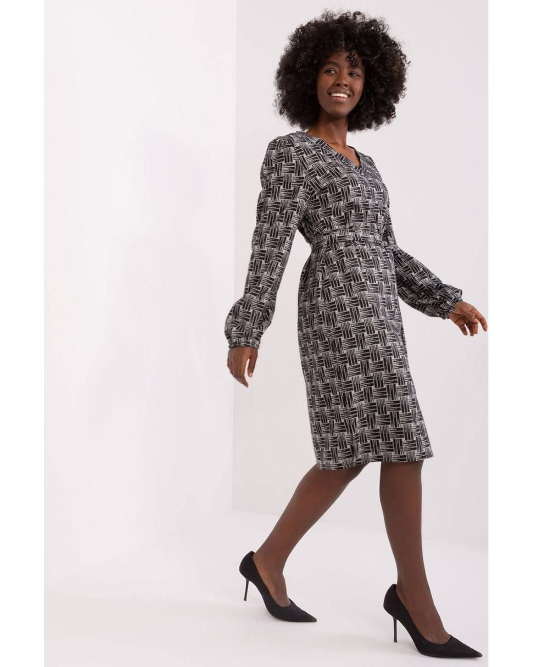 Love Lace Black Geometric Heart Neck Tie Belt Dress