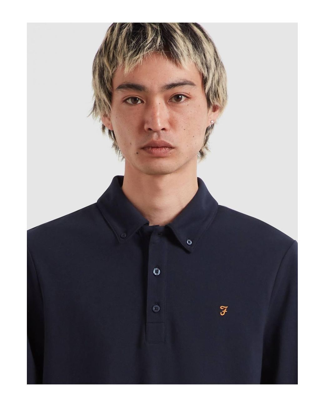 Farah Blue Irwin Button Down Jumper True for men