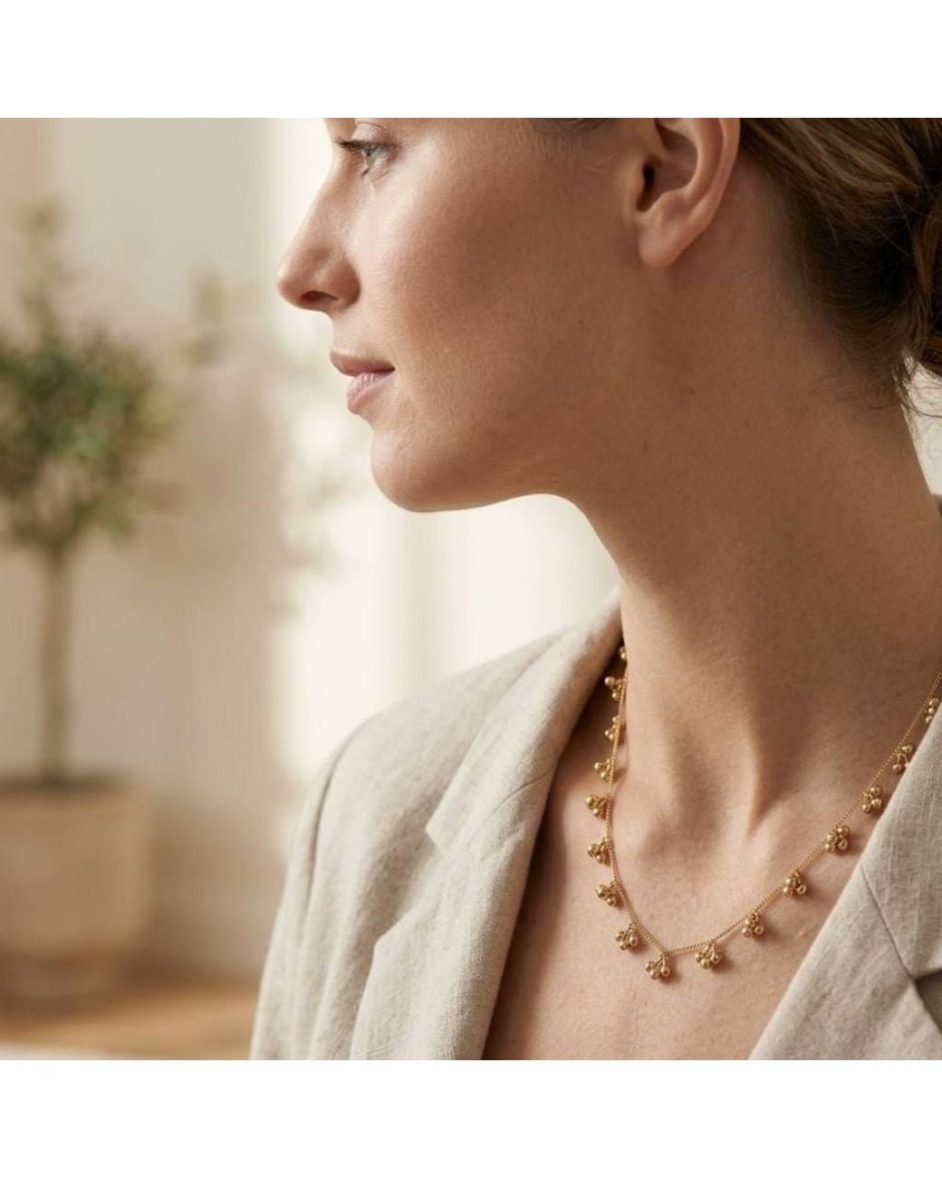 The Colourful Aura Natural Ball Cluster Charm Necklace, 18Ct Plated Brass