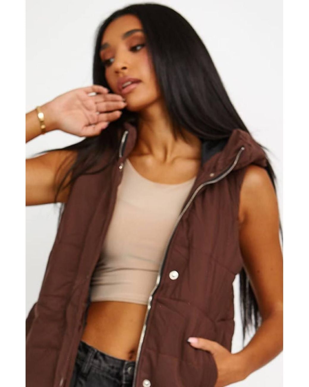 Stylewise Brown Padded Zip-Up