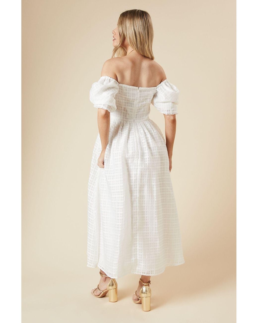 Dorothy Perkins Natural Dp Luxe Seersucker Square Neck Midi Dress